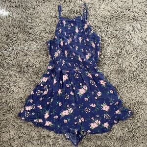 Women’s American Eagle Outfitters Blue Floral Spaghetti Strap Romper Small